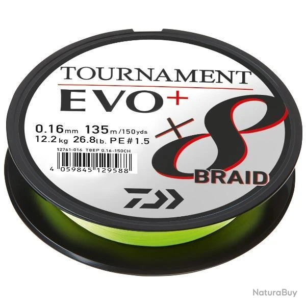 Daiwa TRESSE TOURNAMENT 8 EVO+ 135M CHARTREUSE 0.10mm-6.7kg 1 Daiwa TRESSE TOURNAMENT 8 EVO+ 135M CHARTREUSE 0.10mm-6.7kg
