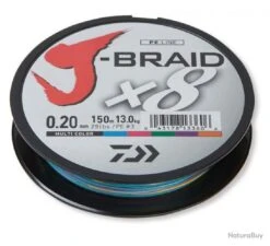 Daiwa TRESSE J BRAID 150M 8 BRINS MULTICOULEURS 0.06mm / 4kg